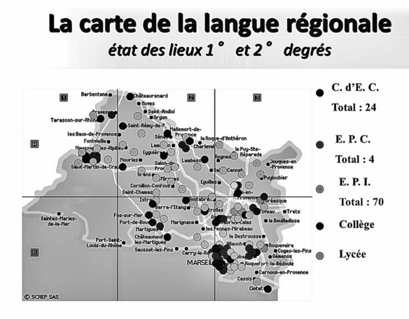 Autour de pôles scolaires à présence du provençal la région de Salon présente une offre d’enseignement plus faible (XDR)