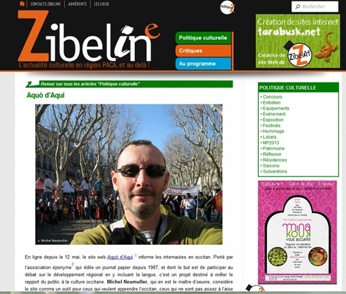 Zibeline fait sa Une sur Aquò d'Aquí Zibeline fait sa Une sur Aquò d'Aquí