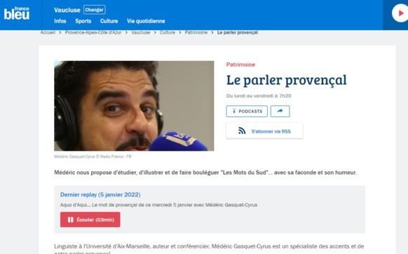 7h23 sur France Bleu Vaucluse, et il remet ça a 7h45 sur France Bleu Provence... 7h23 sur France Bleu Vaucluse, et il remet ça a 7h45 sur France Bleu Provence...