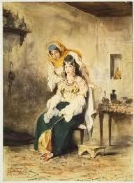 Eugène Delacroix : Saada la femme de Abraham Benchimol et Preciada une de leurs filles, peint au Maroc en 1832. Les peintres, après les campagnes napoléoniennes et jusqu'aux décolonisations, allaient faire provision d'anecdotes au sud de la Méditerranée (MET NY DR) Eugène Delacroix : Saada la femme de Abraham Benchimol et Preciada une de leurs filles, peint au Maroc en 1832. Les peintres, après les campagnes napoléoniennes et jusqu'aux décolonisations, allaient faire provision d'anecdotes au sud de la Méditerranée (MET NY DR)