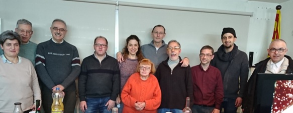 L'équipe du Centre d'Agermament Occitano Català en 2017, avec le rédacteur en chef d'Aquò d'Aquí, à l'occasion d'un reportage (photo MN)
