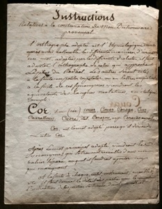 Ici, un extrait manuscrit du dictionnaire de Simon Jude Honorat ("Instructions relatives à la construction de mon dictionnaire provençal") Ici, un extrait manuscrit du dictionnaire de Simon Jude Honorat ("Instructions relatives à la construction de mon dictionnaire provençal")