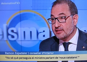 Ramon Espadaler sur TV3CAT hier 9 avril (photo XDR) Ramon Espadaler sur TV3CAT hier 9 avril (photo XDR)