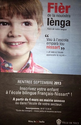 L'affiche date de 2013. Sans l'ouverture du CP l'enseignement en occitan à la maternelle aurait perdu en crédibilité (photo XDR)