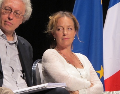 Un cénacle d'abord composé des directeurs de grands festivals et scènes nationales en région. Ici Bernard Foccroulle (Festival d'Aix) et Irina Brook ( Théâtre National de Nice) Photo MN