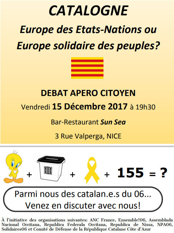En débat à Nice vendredi : Catalogne et valeurs européennes