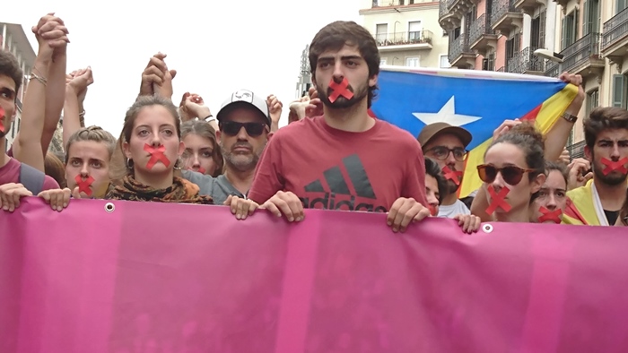 Barcelona, 2 octobre 2017, après la répression du référendum (photo MN)