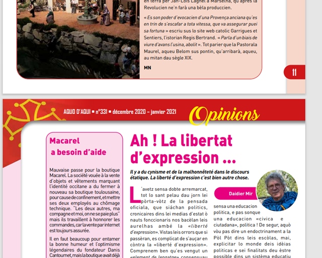 24 pages de diversité, en français comme en occitan dans ses différentes variétés, avec des glossaires pour apprendre