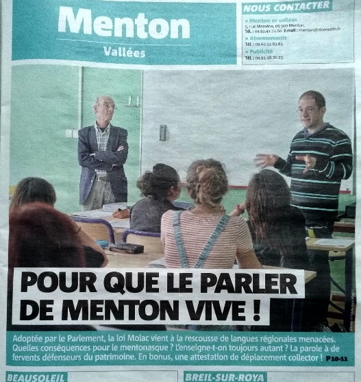 Nice Matin édition de Menton, le 15 avril dernier