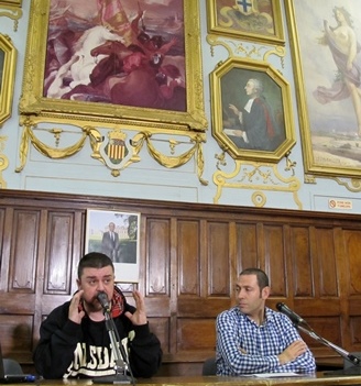 Ferriol Macip et Manel Zabala à Aix-en-Provence. Ils font vivre le journal occitan Lo Jornalet, à partir de Barcelona (photo MN)