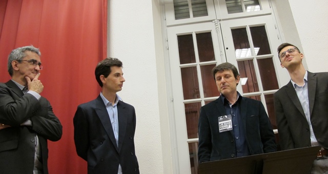Le groupe vocal était invité à Aix par le Cep d'Oc le 15 janvier 2015. de g à d : Philippe Franceschi, Jean-Philippe Perdereau, Didier Maurel et Vincent Clabère (photo MN) Le groupe vocal était invité à Aix par le Cep d'Oc le 15 janvier 2015. de g à d : Philippe Franceschi, Jean-Philippe Perdereau, Didier Maurel et Vincent Clabère (photo MN)