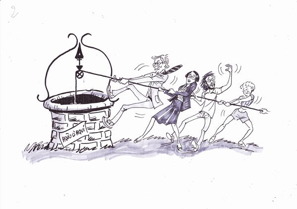 L'épisode où Pistachier, l'extravagant villageois, tombe dans un puits, donne l'occasion de montrer comment une communauté soudée par ses valeurs n'abandonne pas  les siens. Le dessinateur Phavorin, en 2016, s'était servi de cette référence pour inciter les lecteurs à sauver leur journal... et ils avaient répondu à l'appel ! (photo MN sur dessin Gérard Phavorin) L'épisode où Pistachier, l'extravagant villageois, tombe dans un puits, donne l'occasion de montrer comment une communauté soudée par ses valeurs n'abandonne pas  les siens. Le dessinateur Phavorin, en 2016, s'était servi de cette référence pour inciter les lecteurs à sauver leur journal... et ils avaient répondu à l'appel ! (photo MN sur dessin Gérard Phavorin)