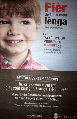 L'affiche date de 2013. Sans l'ouverture du CP l'enseignement en occitan à la maternelle aurait perdu en crédibilité (photo XDR)