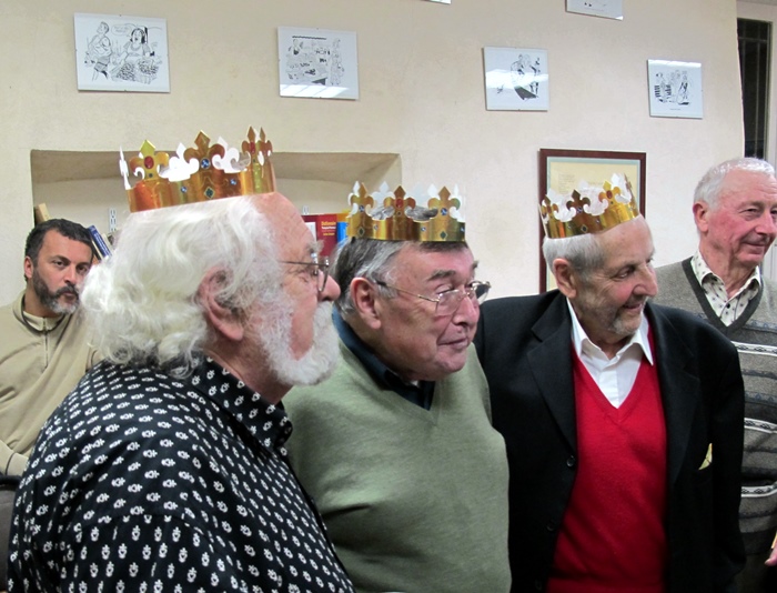 En janvier 2013 le Centre d'Oralité de la Langue d'Oc, à Aix, tire les Rois et rend hommage à ses trois fondateurs : de g à d Marc Audibert, Lucien Durand, et Jean Saubrement (photo MN)
