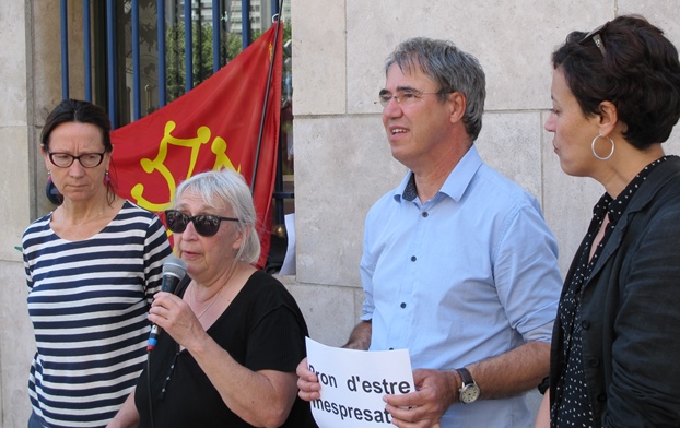Anne-Marie Poggio (IEO Paca) en soutien aux "junistas" à Marseille (photo MN)