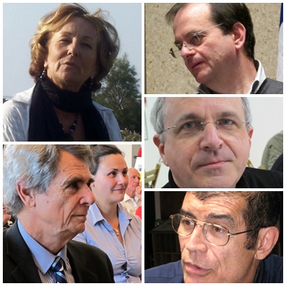 Parmi les nombreux écrivains d'aujourd'hui de cette anthologie, de h en b et de g a d : Lisa Gròs, Bernat Giely, Patrici Gauthier, Reinat Toscano et Rotland Pecout (photos MN et XDR)