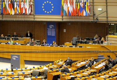 Un Parlement européen quasi vide pour une question fondamentale...Les députés, qui ont une minute pour s'exprimer, sont conviés à parler à une heure fixe, et certains descendent tout juste d'un avion pour venir au micro...(photo MN)