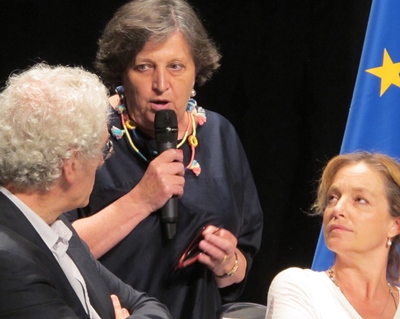 Dominique Serena, entre Bernard Foccroulle (Festival d'AIx) et Irina Brook (Théâtre National de Nice) : "faisons vivre le patrimoine!" (photo MN)